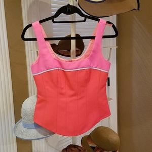 Nanette Lepore hot pink and coral sleeveless fitted top